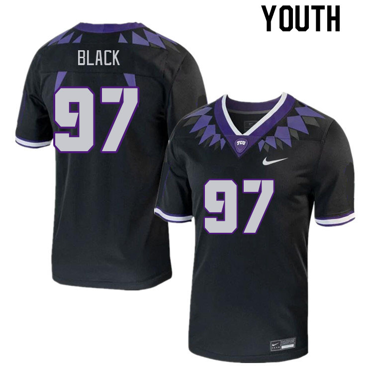 Youth #97 Easton Black TCU Horned Frogs 2023 College Footbal Jerseys Stitched-Black
